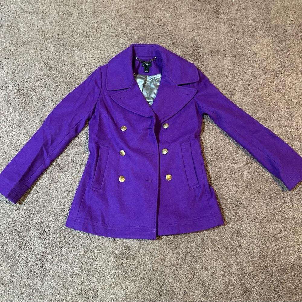 J Crew royal purple pea coat size 0